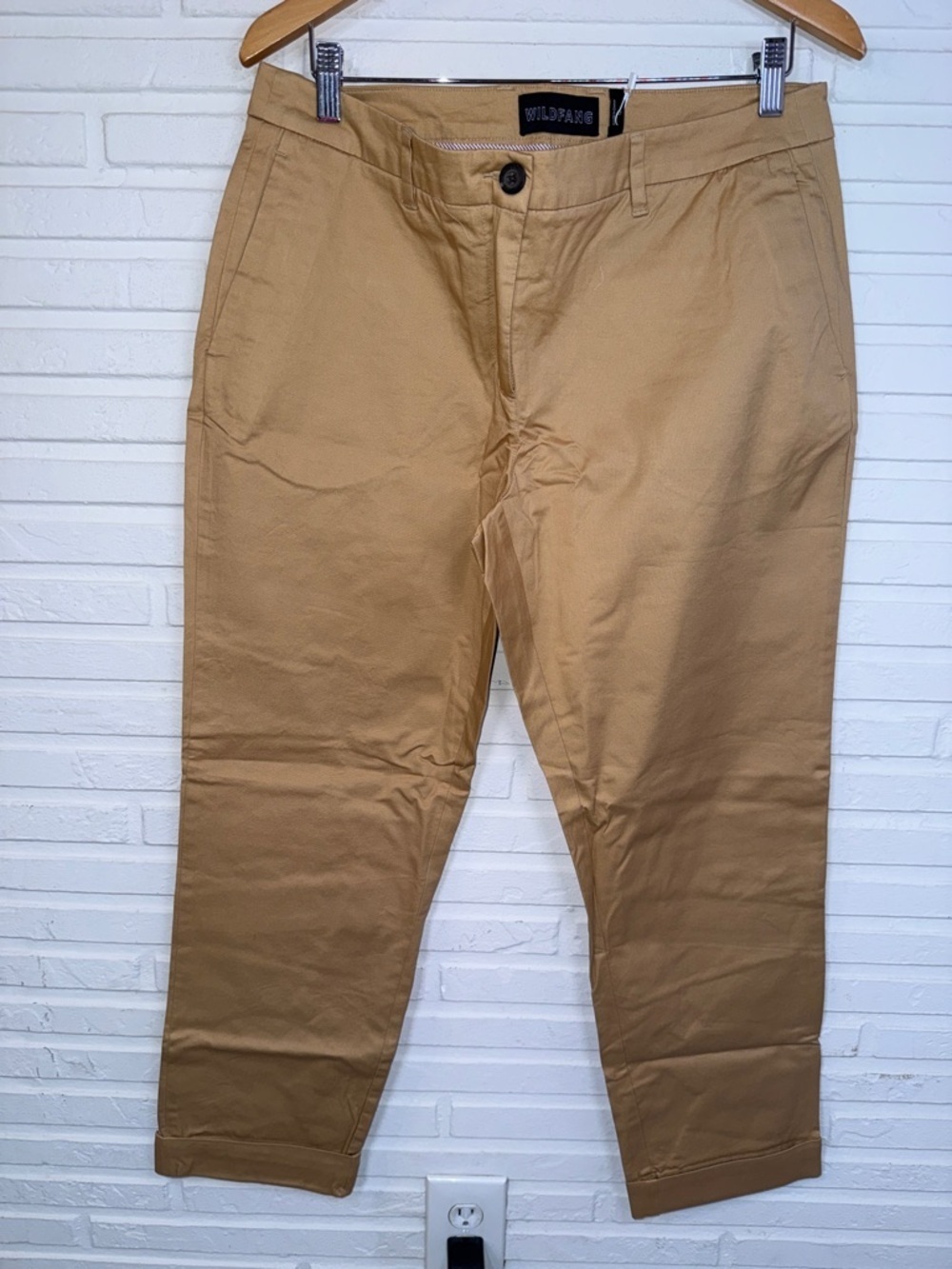 Wildfang Camel Khaki Straight-Leg The Essential Trousers , Women’s Size 12
